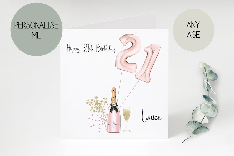 21st birthday card | greetings card | birthday day card for her | birthday card for 21st birthday | 21st Birthday gift for her image 1