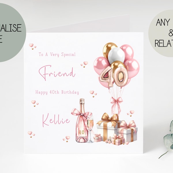 40th birthday card | greetings card | birthday day card for her | personalised card | gift | forty | happy birthday | birthday card