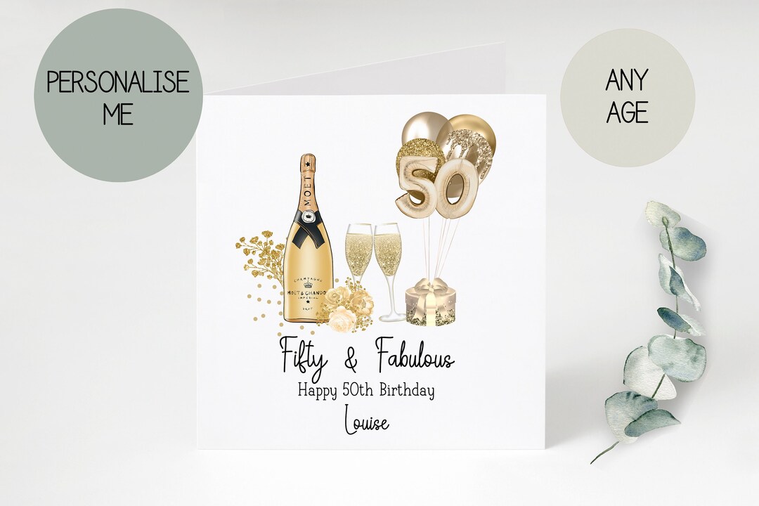 50th Birthday Card Greetings Card Birthday Day Card for Her ...