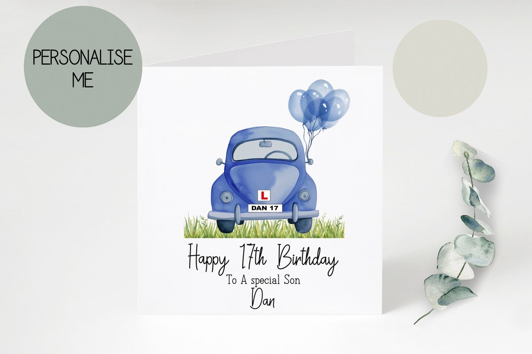 Personalised 17th Birthday Learner Car Card Son Daughter Grandson - Foto 7