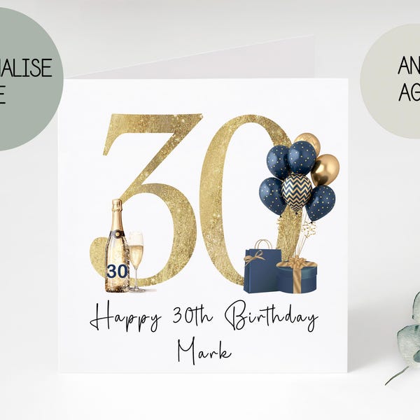 30th birthday card | greetings card | birthday day card for him | personalised card | gift | thirty | happy birthday | birthday card