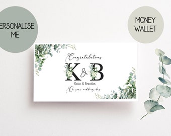 Wedding Money Card | Money/Gift Wallet | Card Personalised| floral Design | simple | classic card | wedding gift | Mr & Mrs | wedding