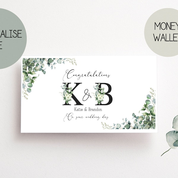 Wedding Money Card | Money/Gift Wallet | Card Personalised| floral Design | simple | classic card | wedding gift | Mr & Mrs | wedding