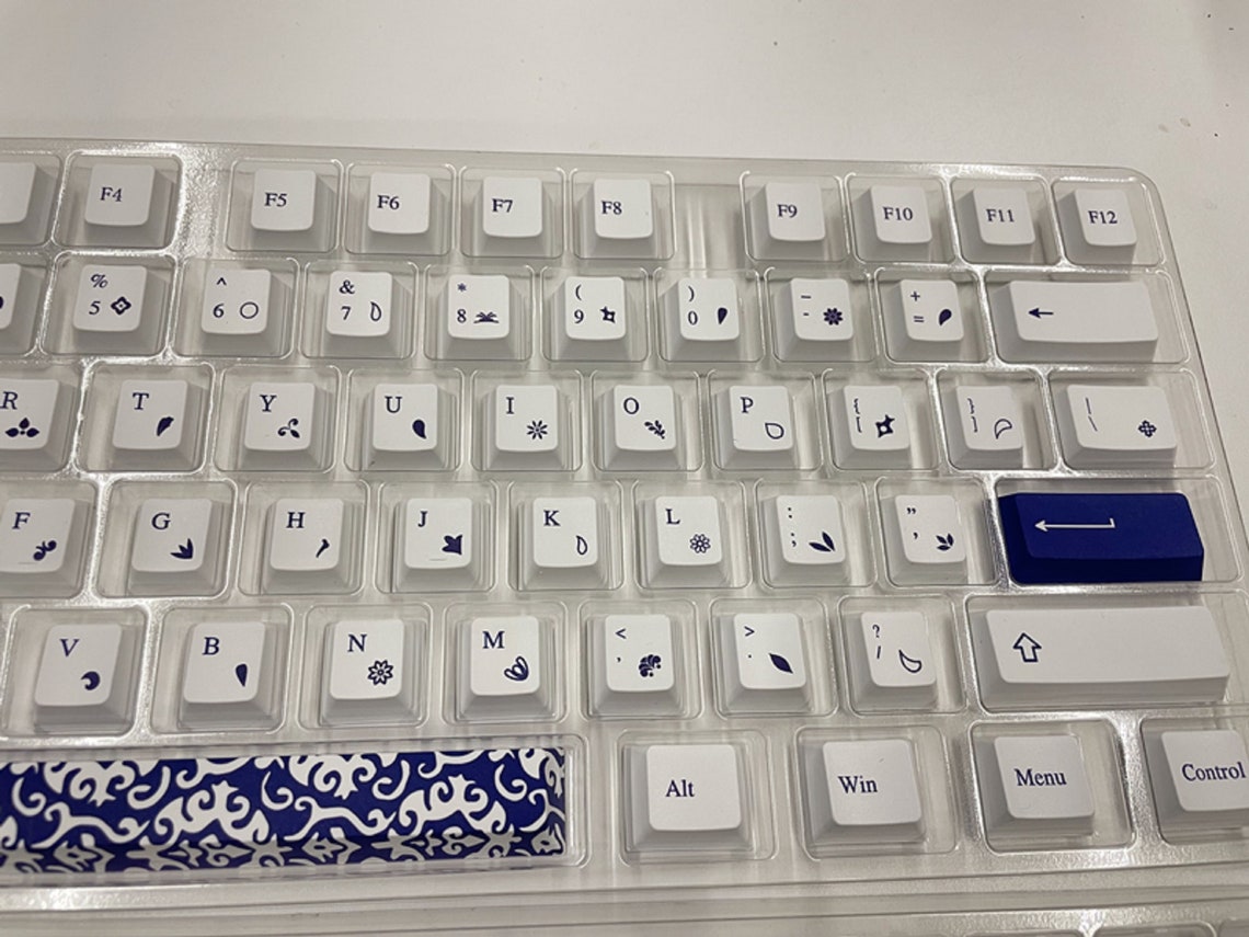 120 Keys Blue and White Porcelain Keycaps Set Chinese Style Etsy