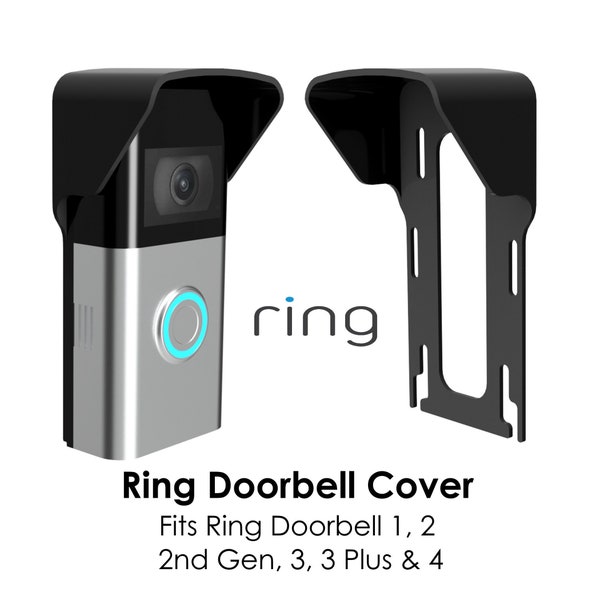 Ring Video Doorbell 1/2/3/4 2nd Gen & 3 Plus modèles | Couverture V2 | Protection de la caméra contre la pluie/l'éblouissement/la lumière | Mince et solide