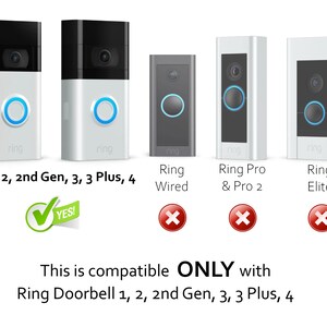 Ring Video Doorbell 1/2/3/4 2nd Gen & 3 Plus Modelle Wandteller Schlank, stark und elegant Mattes Finish Heavy Duty Bild 8