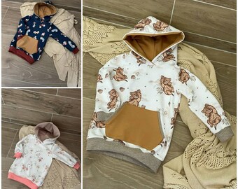 Hoodie, Kapuzenpullover, Pulli, EU-Größe 62-104, Baby, Kind, Babykleidung, Kinderkleidung, French Terry, Geschenk