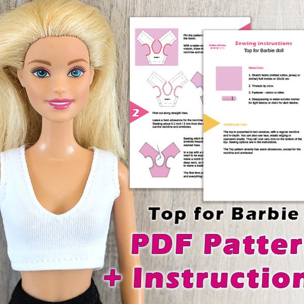 Pattern Top  for a Doll. PDF file of clothes for Barbie