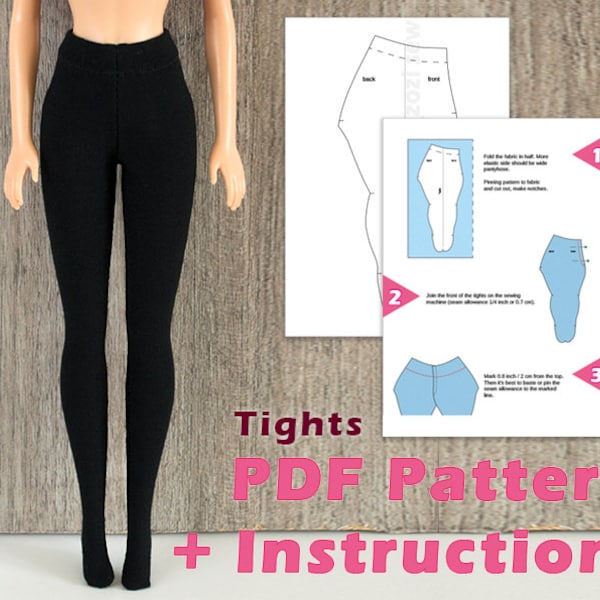 PDF Pattern of Tights for Barbie Doll + Sewing instructions