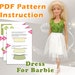 PDF Dress for Barbie. Simple Pattern and Instruction. - Etsy
