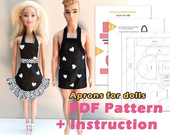 PDF Pattern of Doll Aprons. Sewing miniature clothes.