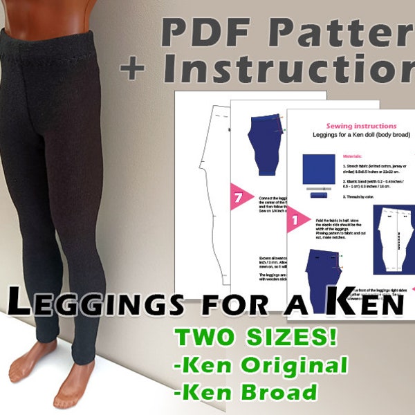 PDF Schnittmuster Leggings für eine Ken. Kleidung nähen für Ken Doll
