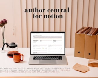 Author Central for Notion | productivity template for writers, small business tools, reading journal, publishing planner, goal setting