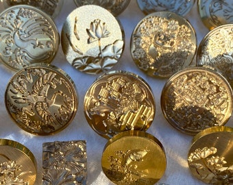 Oriental Wax Seal Stamps, HEAD ONLY, lotus flowers, koi, crane, dragons, Peking opera, Unique Wax Seal Gifts, Sealing Wax Tools