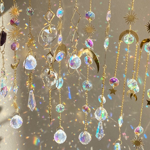 Crystal Suncatchers, Gold Sun Catchers, Good Vibes Only, Hanging Crystal Prism, 20mm crystals