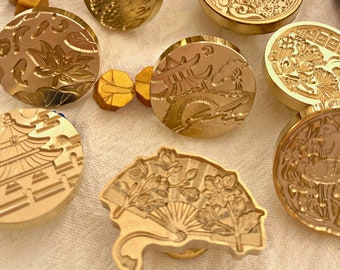 Oriental Wax Seal Stamps, HEAD ONLY, plants, scenery, ancient, DIY crafting tools, Sealing Wax Tools
