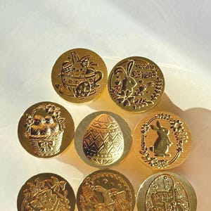 Timbres de sceau de cire Joyeuses Pâques, taille 25 mm, lapin, panier de Pâques, TÊTE SEULEMENT, cadeau artisanal de Pâques, outils de cire à cacheter