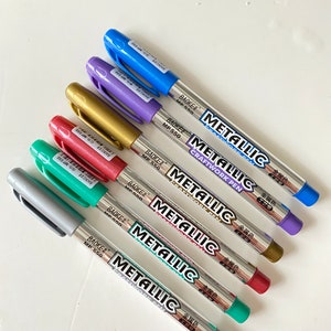 Wax Seal Coloring Pen, Metallic Craftwork Pen, Gold Silver Blue Green Red Purple, Felt Tip Pen