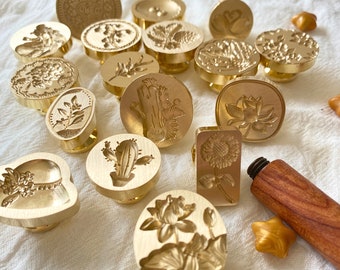 Wax Seal Stamps, HEAD ONLY, plants, scenery, wood log, lotus flower, DIY crafting tools, Sealing Wax Tools