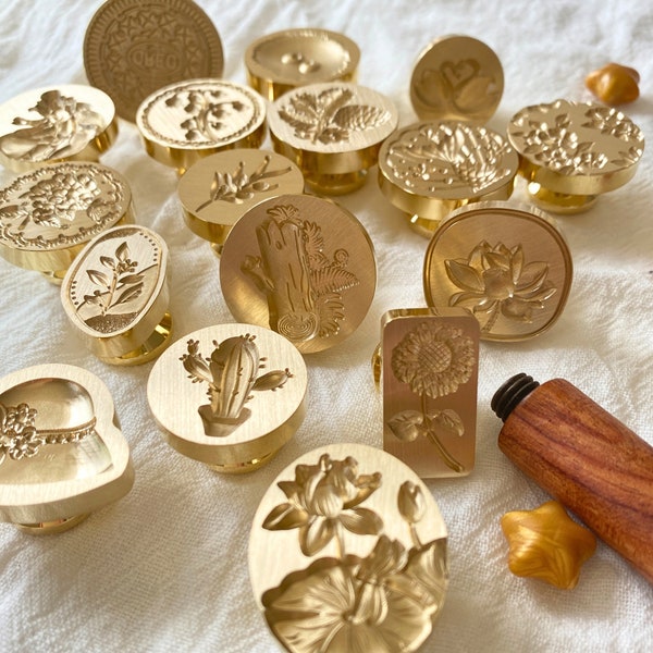 Wax Seal Stamps, HEAD ONLY, plants, scenery, wood log, lotus flower, DIY crafting tools, Sealing Wax Tools