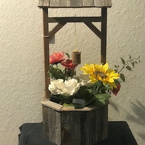 Rustic Wishing Well 6" plant holder/container