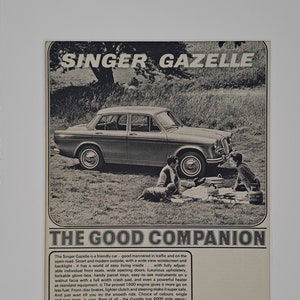 1964 Singer Gazelle Car Original Full Page Vintage Magazine Advertisement