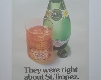 1974 Perrier Spring Water Original Full Page Vintage Magazine Advertisement