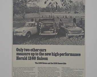 1968 Triumph Herald 13/60 Car Original Full Page Vintage Magazine Advertisement