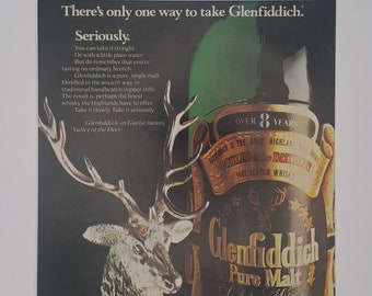 1978 Glenfiddich Pure Malt Scotch Whisky Original Full Page Vintage Magazine Advertisement