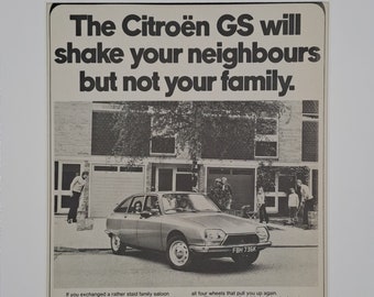 1972 Citroen GS Coche Original Página Completa Vintage Revista Anuncio