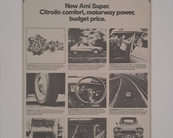 1973 Citroen Ami Super Car Original ganzseitige Vintage-Magazinanzeige