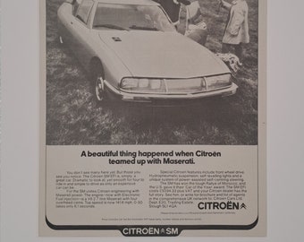 Citroen SM EFI Auto 1973 Original ganzseitige Vintage-Magazin-Werbung