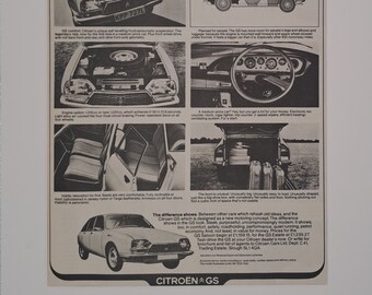 1973 Citroen GS Coche Original Página Completa Vintage Revista Anuncio