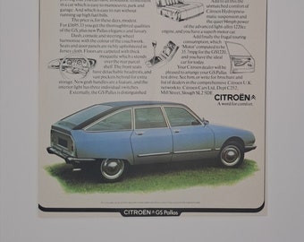 1975 Citroen GS Pallas Coche Original Página Completa Vintage Revista Anuncio