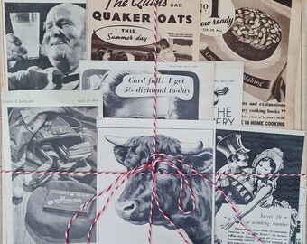 Bundle of 1930s original advertisement cuttings - Over 70 cuttings from a range of topics