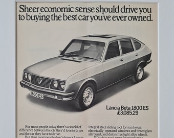 1976 Lancia Beta ES Limousine Auto Original Ganze Seite Vintage Magazin Werbung