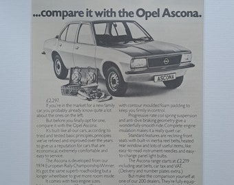 1976 Opel Ascona Car Original Vintage Full Page Magazine Advertisement