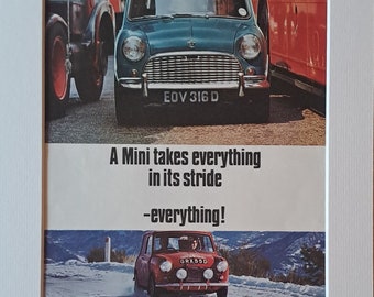 1967 Mini Car Vintage Full Page Magazine Advertisement