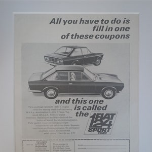 1967 Fiat 124 Sport Coupe Original Full Page Vintage Magazine Advertisement