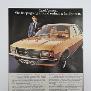 1977 Opel Ascona Car Original Full Page Vintage Magazine Advertisement
