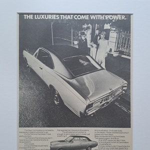 1969 Opel Commodore Coupe and Saloon Cars Original Full Page Magazine Advertisement