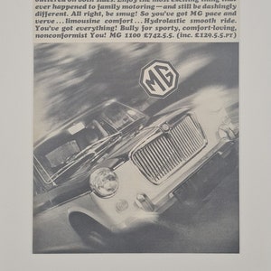 1966 MG 1100 Car Original Full Page Vintage Magazine Advertisement
