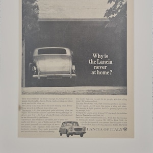 1964 Lancia Flavia Sedan Carro Original Página Inteira Vintage Página Inteira Anúncio de Revista