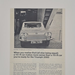 1966 Triumph 2000 Car Original Vintage Magazine Advertisement