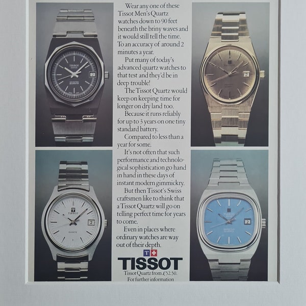 1979 Tissot Quartz Men's Watches Original Full Page Vintage Magazine Advertisement