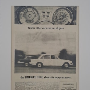 1965 Triumph 2000 Car Original Página Inteira Anúncio de Revista Vintage