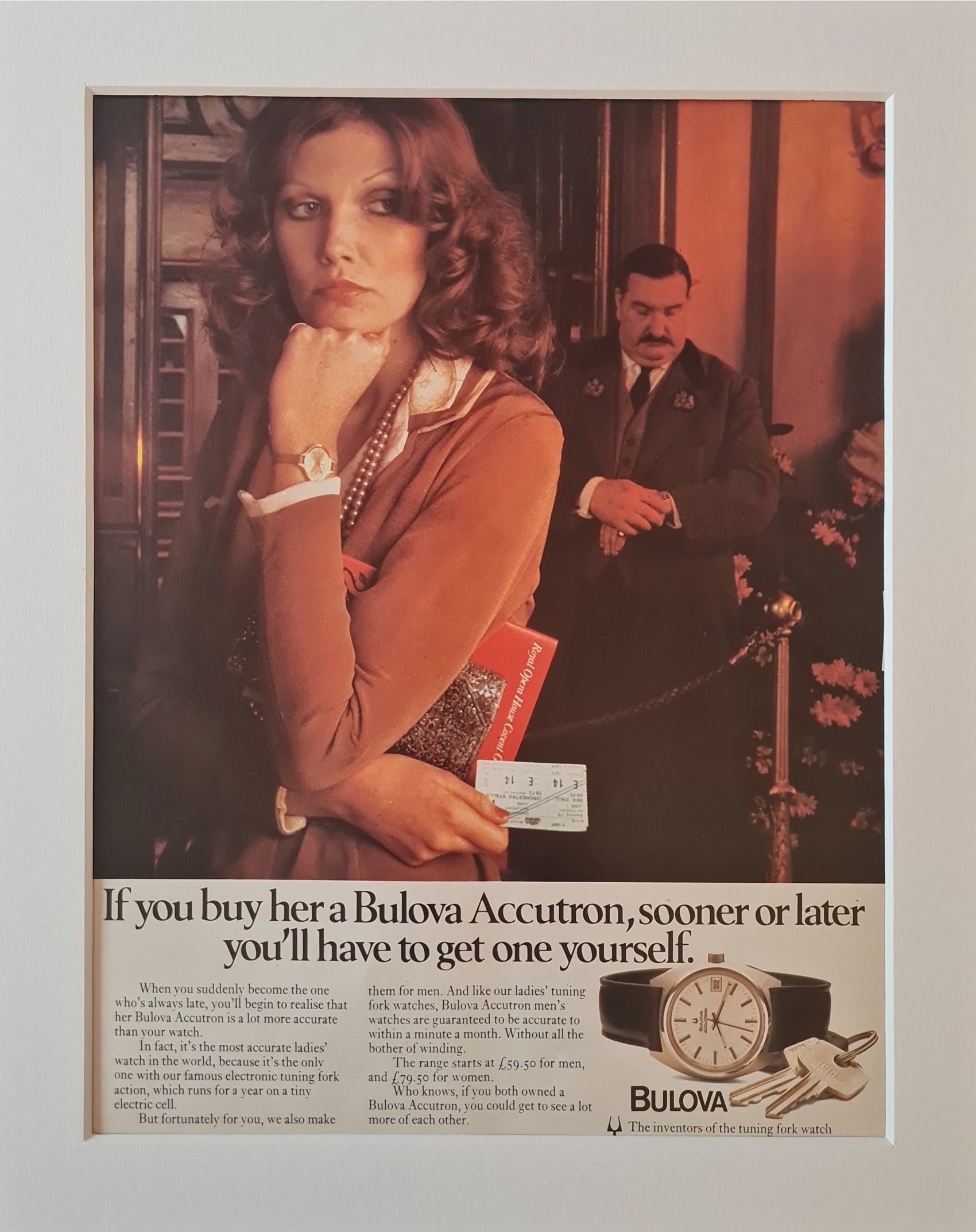 1974 Bulova Accutron Men and Ladies Watches Original Full Page Vintage  Magazine Advertisement