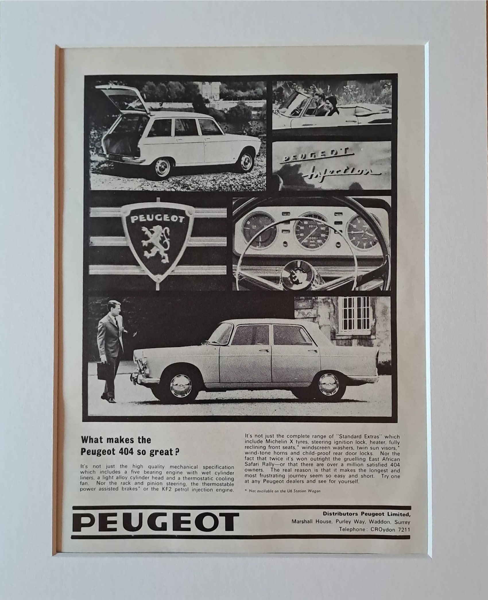 1967 プジョー 404 車のオリジナルフルページヴィンテージ雑誌広告 