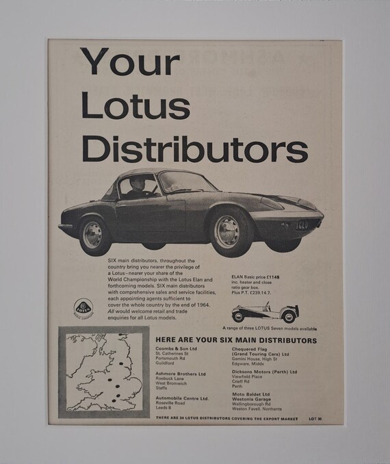 1964 Lotus Elan Car Original Full Page Vintage Magazine