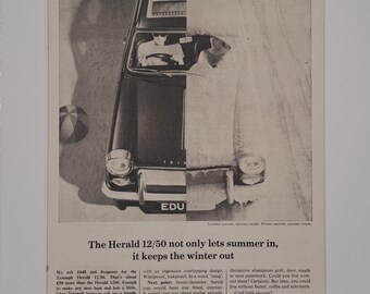 1966 Triumph Herald 12/50 Car Original Full Page Magazine Advertisement
